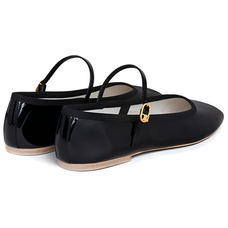 (W) CELINE Leather Patent Flat 'Black' 圖 3