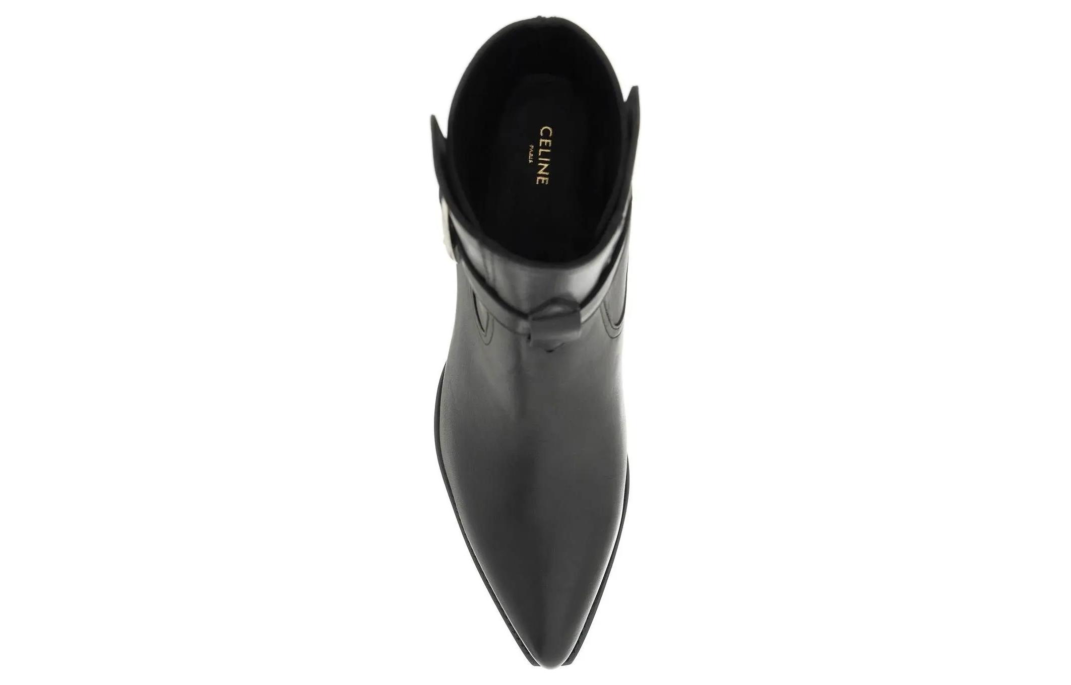 Purchase (Women) CELINE Leather Pointed Toe Ankle Boot 'Black' 347383492C.38NO