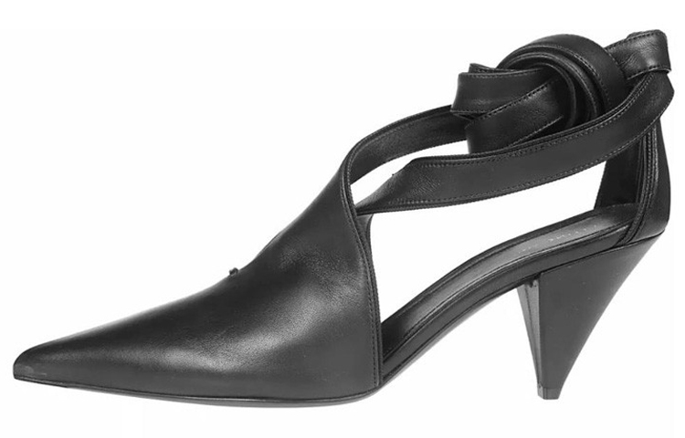 Buy (W) CELINE Kasut Tumit Tinggi Kulit Hujung Runcing 'Hitam' 323373LSVC.38NO