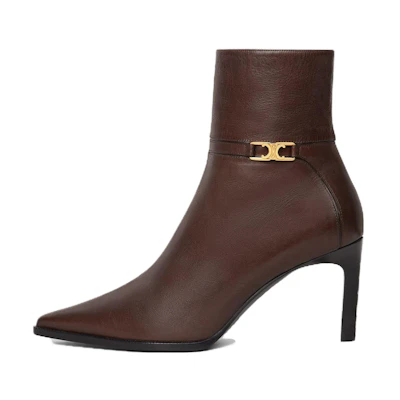 (W) CELINE Leather Pointed Toe Short Boots 'Brown CMFT'