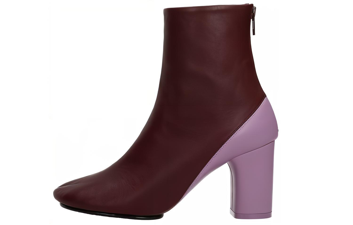 (W) CELINE Leather Retro Versatile Ankle Boots 'Violet'