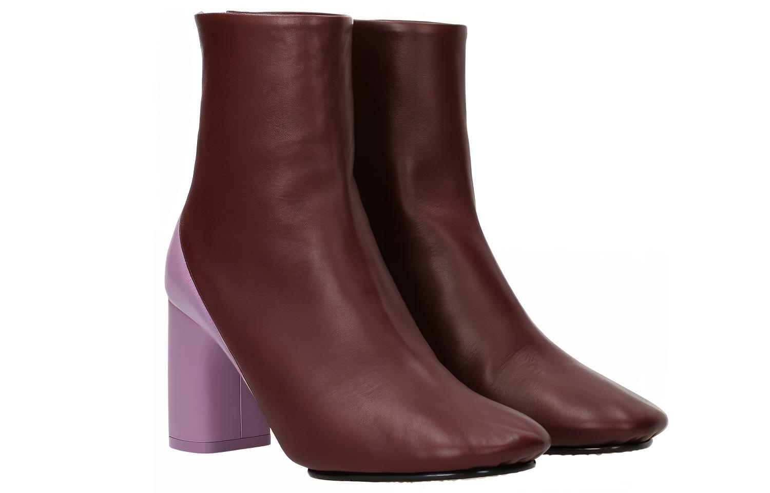 (W) CELINE Leather Retro Versatile Ankle Boots 'Violet' 圖 2