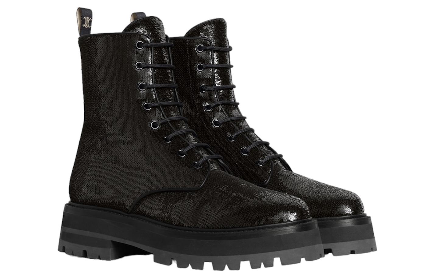 (W) CELINE Leather Round Toe CMFTable Ankle Boots 'Black' 圖 2