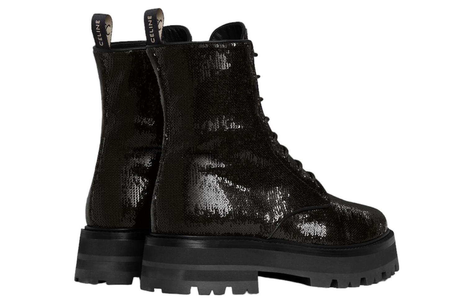 (W) CELINE Leather Round Toe CMFTable Ankle Boots 'Black' 圖 3