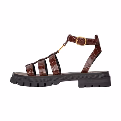(W) CELINE Leather Sandal 'Deep Brown Crocodile'