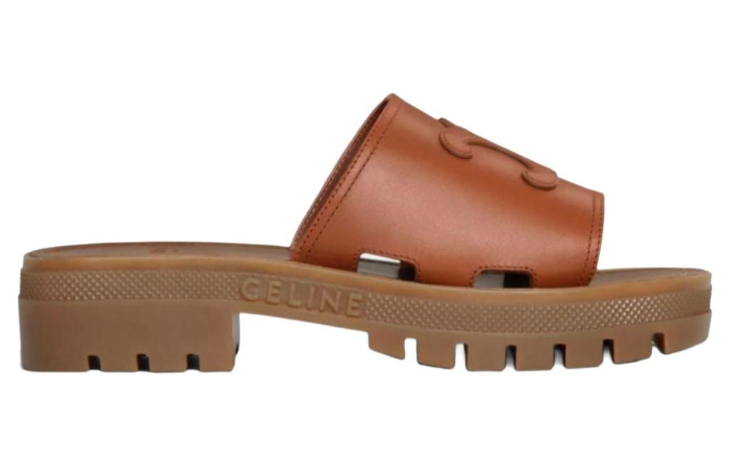 Order (Women) CELINE Leather Slip-On Platform Sandals 'Brown' 348513778C.04LU