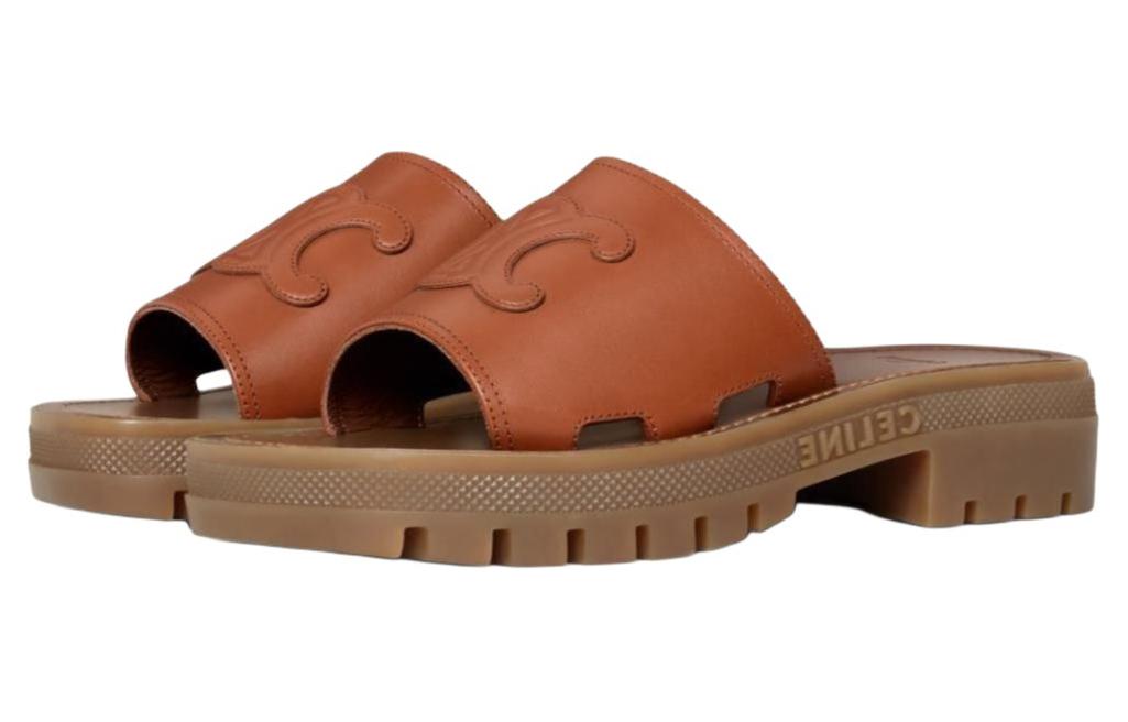 Lookbook (Women) CELINE Leather Slip-On Platform Sandals 'Brown' 348513778C.04LU