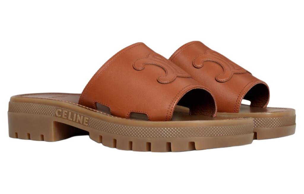Shop (Women) CELINE Leather Slip-On Platform Sandals 'Brown' 348513778C.04LU
