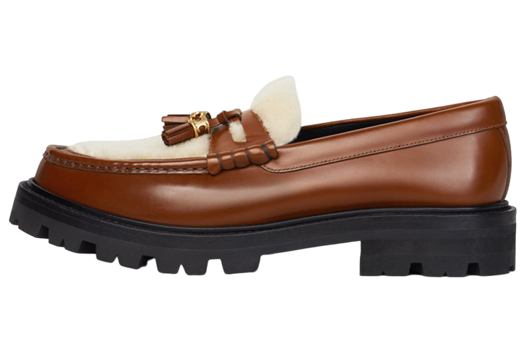 (Women) CELINE Leather Tassel Platform 'Tan' 344883729C.03TV