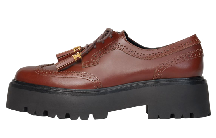 (Women) CELINE Leather Tassel Platform Derby 'Red Brown' 348443602C.27FX