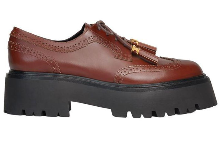 Order CELINE賽琳 皮革 流蘇厚底 德比鞋 女款 紅棕色