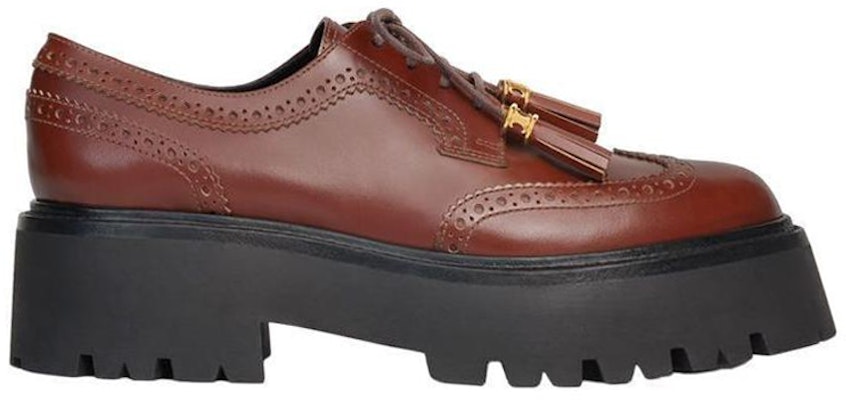 (Women) CELINE Leather Tassel Platform Derby 'Red Brown' 348443602C.27FX Order (Women) CELINE Leather Tassel Platform Derby 'Red Brown' 348443602C.27FX