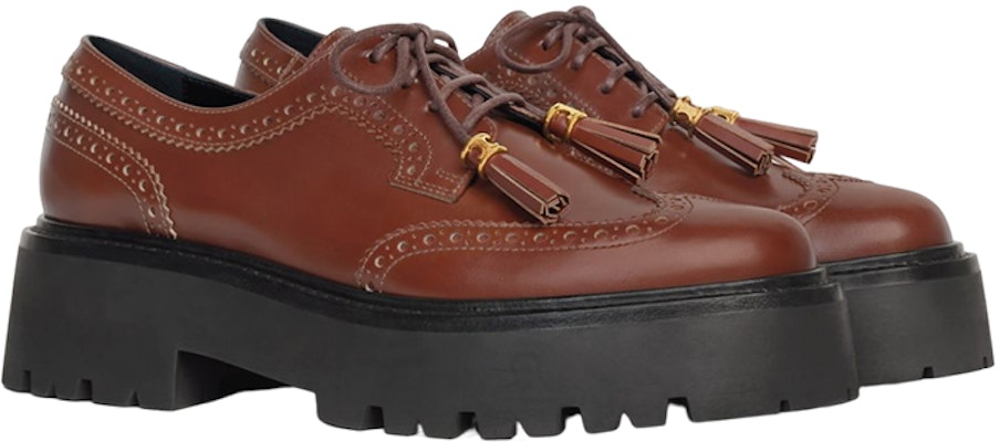 (Women) CELINE Leather Tassel Platform Derby 'Red Brown' 348443602C.27FX Lookbook (Women) CELINE Leather Tassel Platform Derby 'Red Brown' 348443602C.27FX