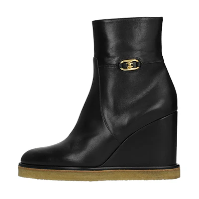 (W) CELINE Leather Vintage-Inspired Ankle Boot 'Black'