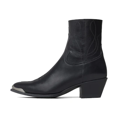 (W) CELINE Leather Zip Ankle Boots 'Metal Toe Black'