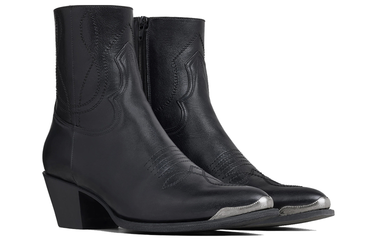 (W) CELINE Leather Zip Ankle Boots 'Metal Toe Black' 圖 3