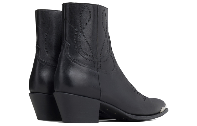 (W) CELINE Leather Zip Ankle Boots 'Metal Toe Black' 圖 4