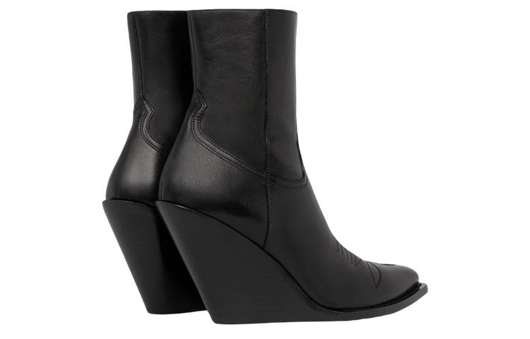 Lookbook CELINE賽琳 皮革 拉鍊坡跟 短靴 女款 黑色