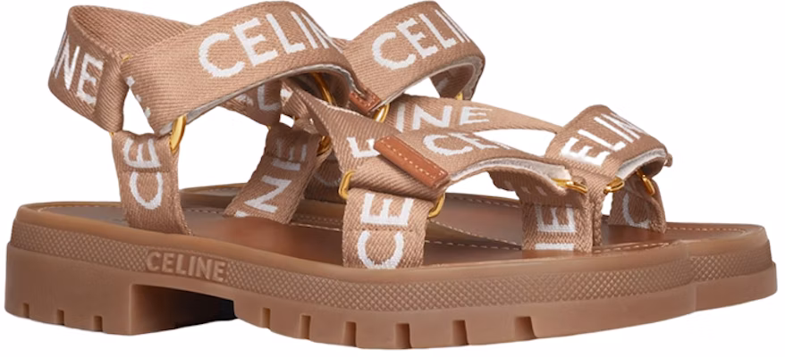 CELINE Leo 提花羊毛條帶涼鞋 女款 淺米色 Lookbook CELINE Leo 提花羊毛條帶涼鞋 女款 淺米色