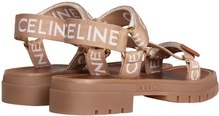 CELINE Leo 提花羊毛條帶涼鞋 女款 淺米色 Shop CELINE Leo 提花羊毛條帶涼鞋 女款 淺米色