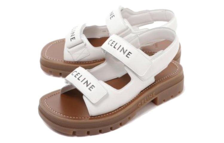 Purchase (W) CELINE Leo 白色皮革凉鞋搭扣款 345663338C.01OA