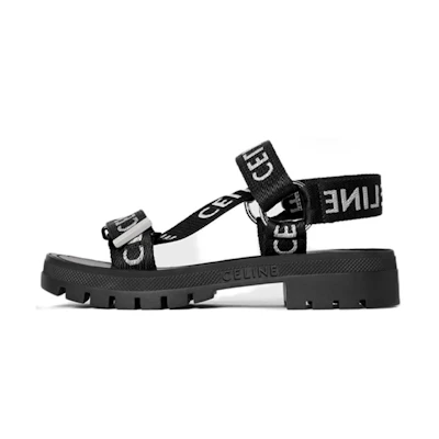 (W) CELINE Leo Sandals 'Black Jacquard Nylon Strap'