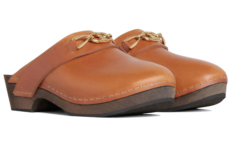 (W) CELINE Les Bois Leather Clogs 'Brown' 圖 2