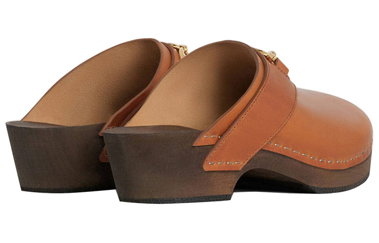 (W) CELINE Les Bois Leather Clogs 'Brown' 圖 3