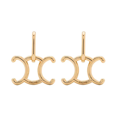 (Women) CELINE Letter Engraved Metallic Gold Earrings for Women. 460XI6BRA