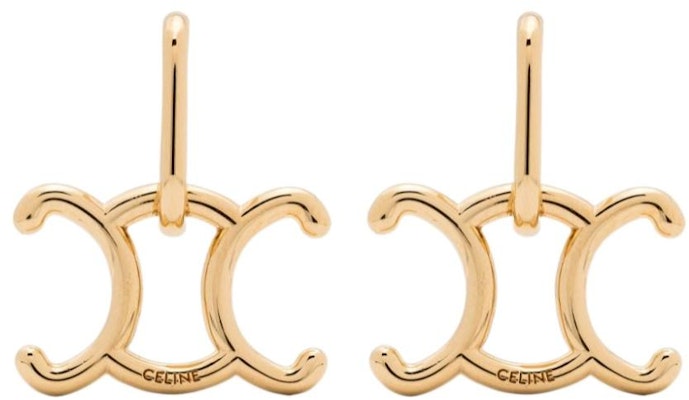 (Women) CELINE Letter Engraved Metallic Gold Earrings for Women. 460XI6BRA Order (Women) CELINE Letter Engraved Metallic Gold Earrings for Women. 460XI6BRA