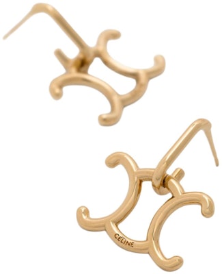 (Women) CELINE Letter Engraved Metallic Gold Earrings for Women. 460XI6BRA Lookbook (Women) CELINE Letter Engraved Metallic Gold Earrings for Women. 460XI6BRA