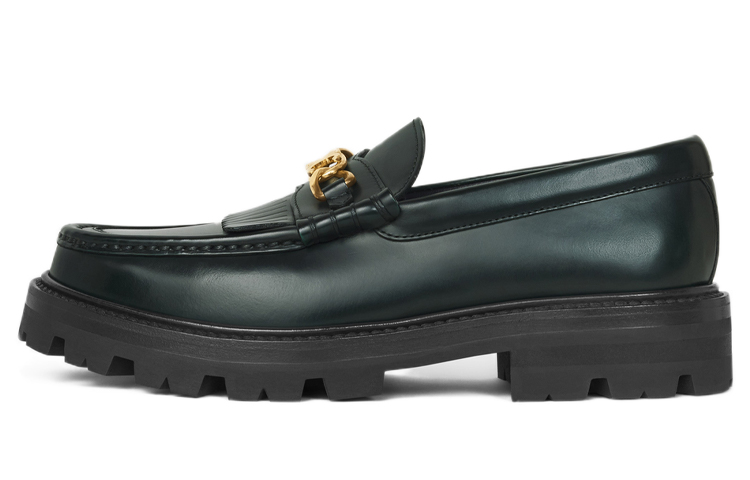 (W) CELINE Loafer with Chain 'British Green'