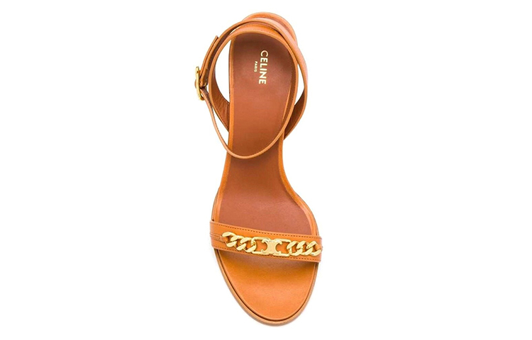 Shop (W) CELINE Logo Buckle Sneakers Tinggi 'Kulit Coklat' 333683190C04LU