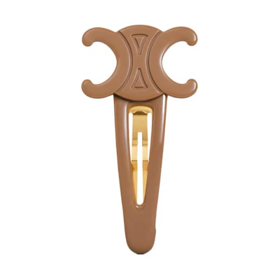 (Women) CELINE Logo Hair Clip Brown for Women 460PT6CST-11MI