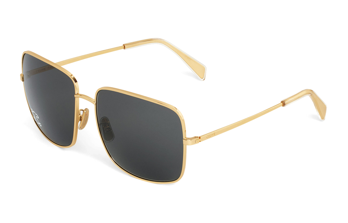 Order (W) CELINE 女士金色不規則形狀太陽眼鏡。 4S284CMSB35SS