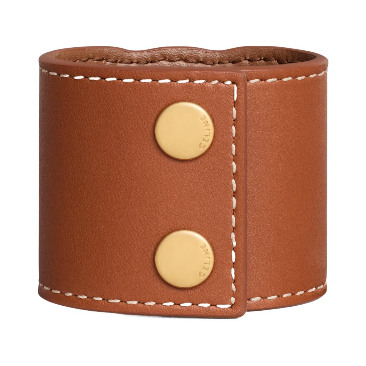 Shop (W) セリーヌ ロゴ レザー ヘアクリップ 女性用 - ゴールド/タンブラウン 460SE3BCF