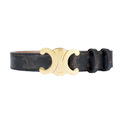 (Women) CELINE Logo Pattern Gray Calfskin Leather Belt for Women 2.5cm Wide. 45AK92ACO04LU