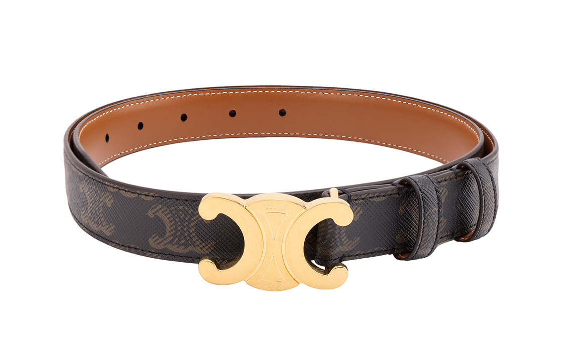 Purchase (W) CELINE Tali Pinggang Wanita Kulit Kelabu Corak Logo 2.5cm Lebar. 45AK92ACO04LU