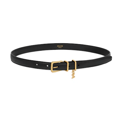 (Women) CELINE Logo Pendant Smooth Buckle Leather Belt Black. 45BBQ3A01-38NO