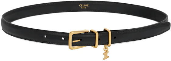 Order (W) CELINE 金屬標誌吊飾光滑扣頭皮帶 黑色腰帶 45BBQ3A01-38NO