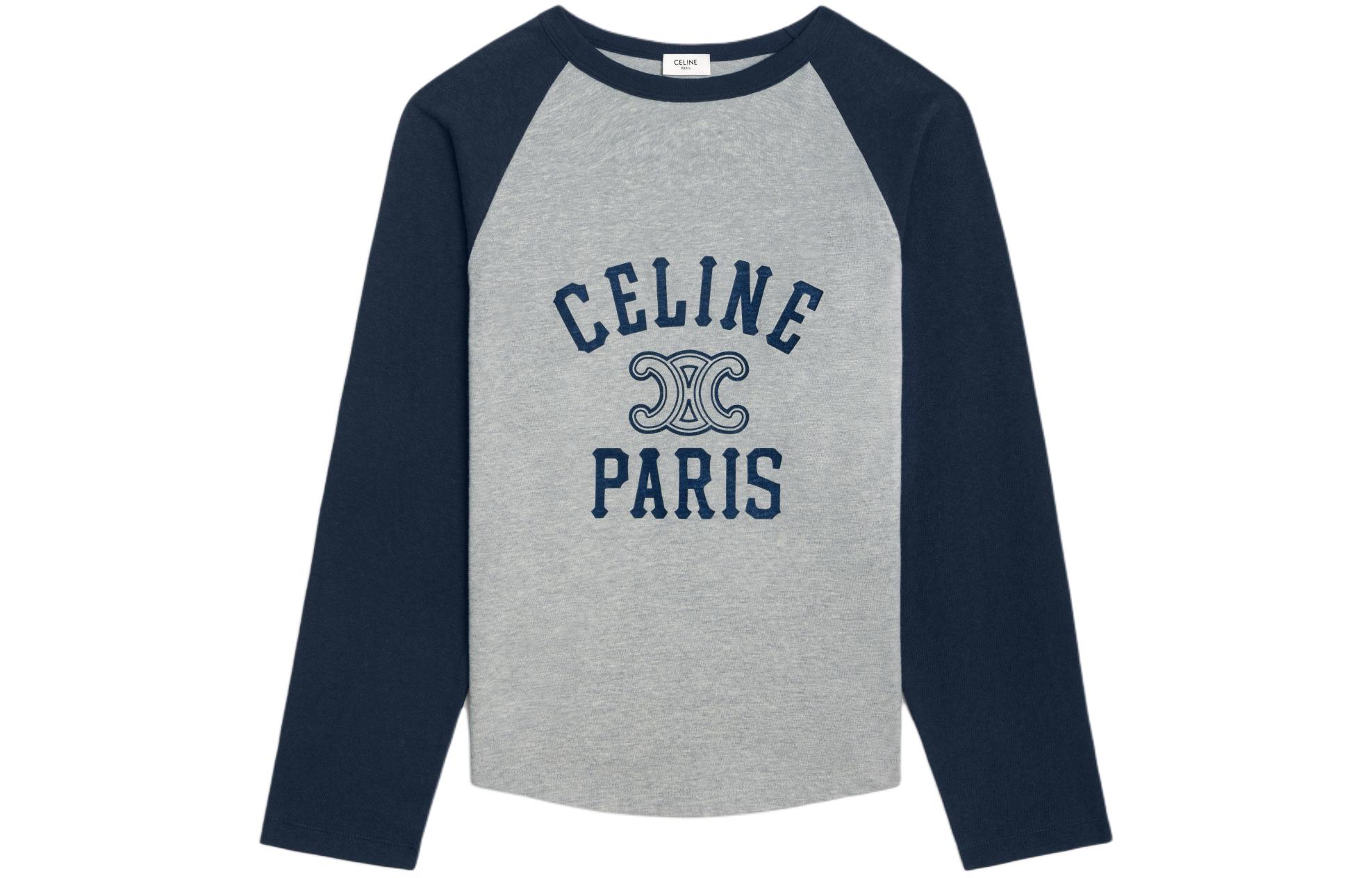 Order (W) 赛琳 Logo印花拼色衣袖短袖T恤 女士 SS24 - 杂灰色 2X04K865W-09SH