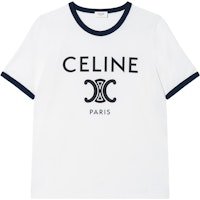 (Women) CELINE Logo Print Crewneck T-Shirt White Short Sleeve Casual Tee. 2X872501F-01NB (Women) CELINE Logo Print Crewneck T-Shirt White Short Sleeve Casual Tee. 2X872501F-01NB