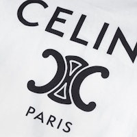 (W) 셀린 로고 프린트 크루넥 반팔 티셔츠 화이트 캐주얼 티. 2X872501F-01NB 5