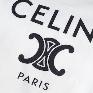 (W) CELINE 标志印花白色短袖圆领休闲T恤。 2X872501F-01NB 5