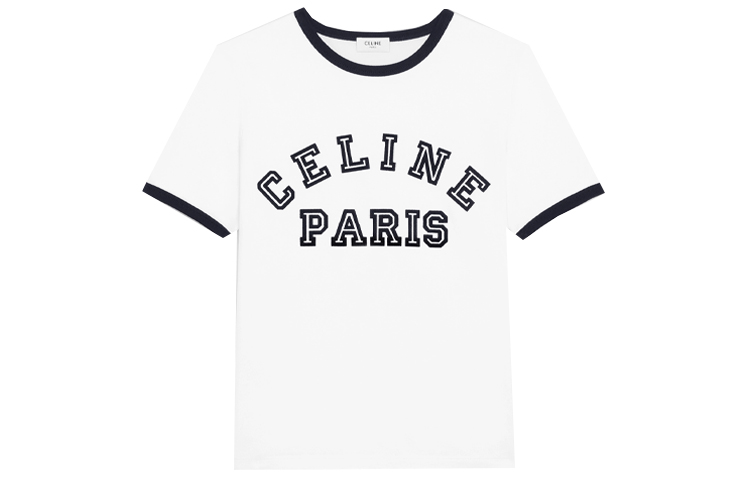 Order (W) CELINE Kaos Crewneck Logo Print Putih SS21. 2X779501F-01OB