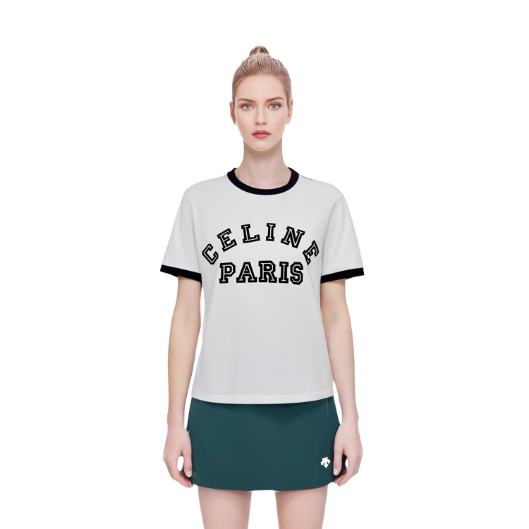 Shop (W) CELINE Kaos Crewneck Logo Print Putih SS21. 2X779501F-01OB