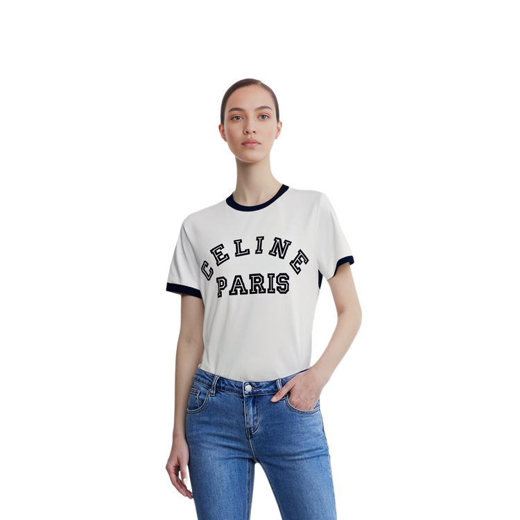 Details for (W) CELINE Kaos Crewneck Logo Print Putih SS21. 2X779501F-01OB