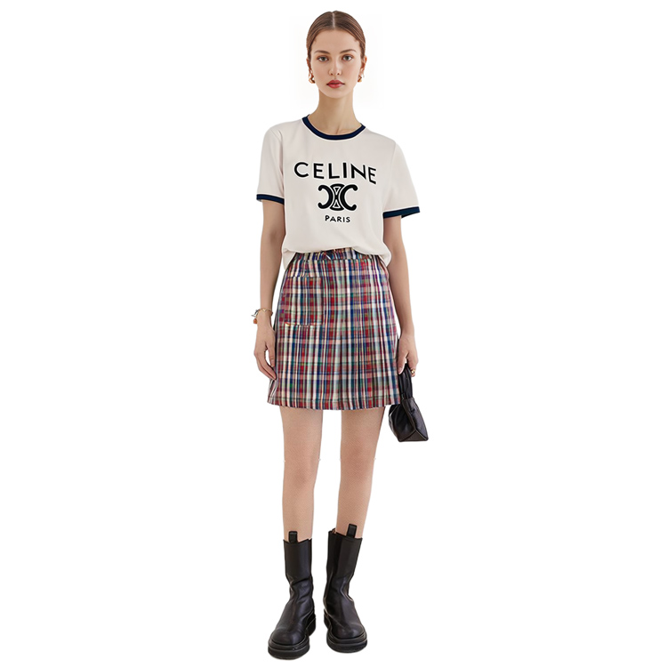 Details for (W) CELINE 标志印花白色短袖圆领休闲T恤。 2X872501F-01NB