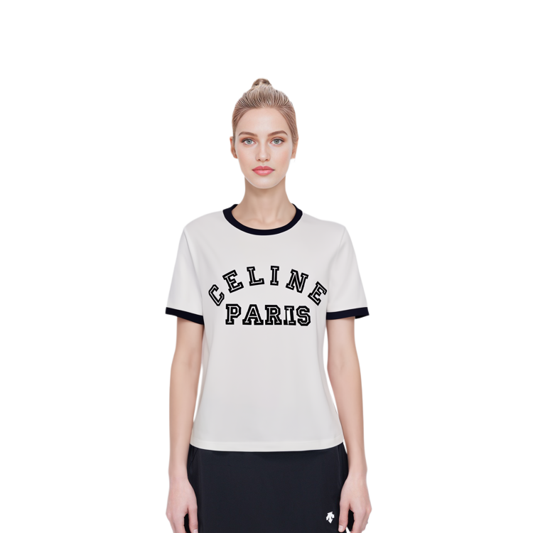 Sizing (W) CELINE Kaos Crewneck Logo Print Putih SS21. 2X779501F-01OB