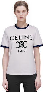 (W) CELINE 标志印花白色短袖圆领休闲T恤。 2X872501F-01NB Cheap (W) CELINE 标志印花白色短袖圆领休闲T恤。 2X872501F-01NB